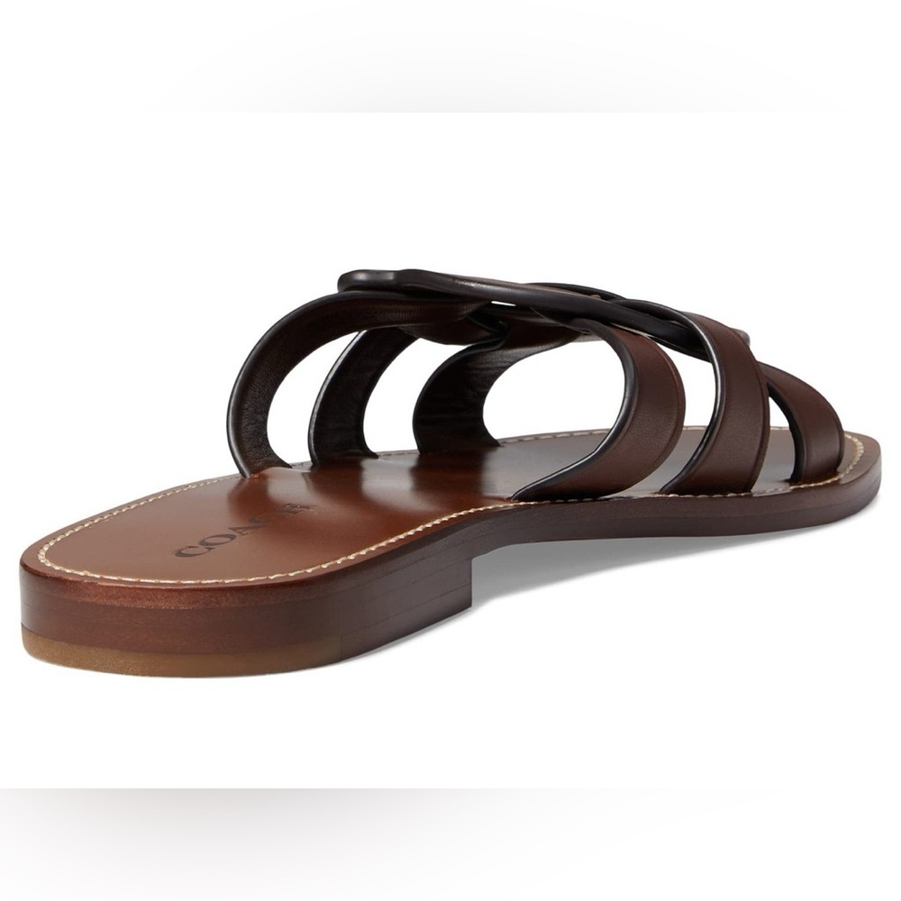 Coach Issa C Emblem Leather Slide Sandals Sz 5.5 NIB - Picture 6 of 9